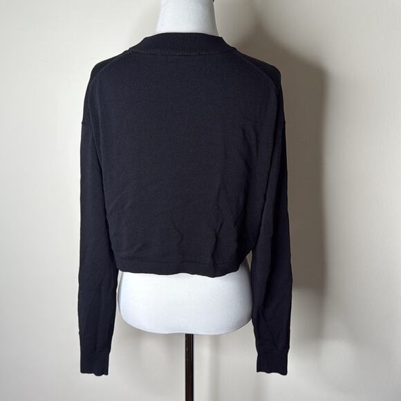 Zara Black Knit Cropped Long Sleeve Top - Picture 6 of 6